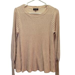 1 State scoop neck ribbec sweater